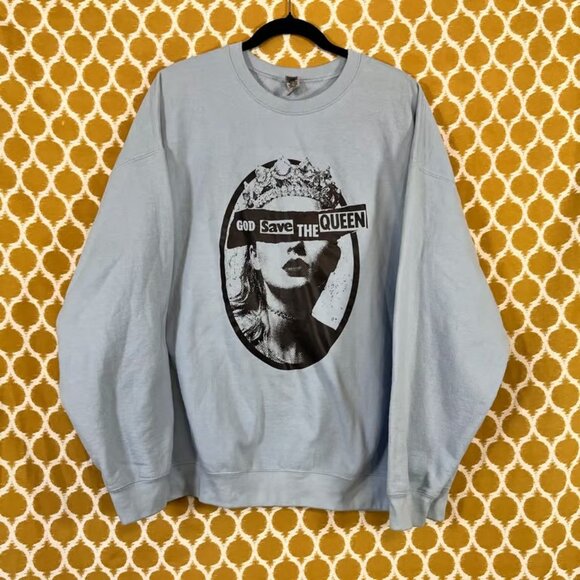 Gildan Other - Taylor Swift God Save The Queen Baby Blue Crewneck Sweatshirt XXL